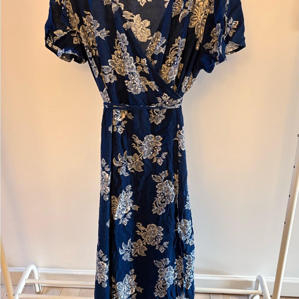 Lulu’s Navy Floral Wrap Dress